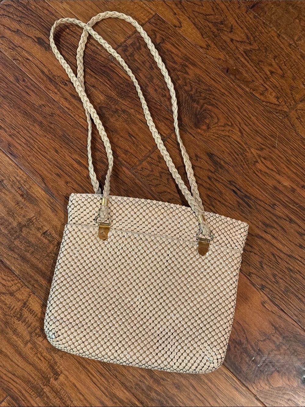 Taupe and gold accents Shoulder Bag with Braided Straps
